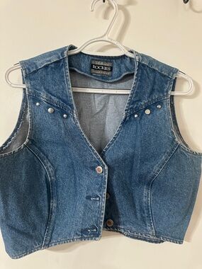 Rockies Blue Denim Vest with Silver Studs